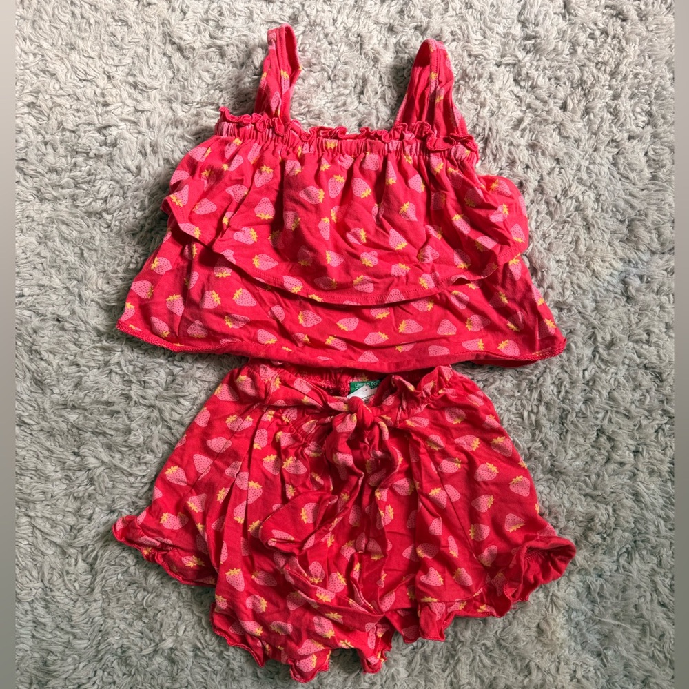 United Colors Of Benetton Red Strawberry Print Kids Shorts